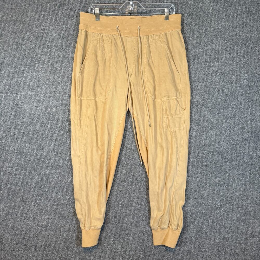 Quince Pants Womens Large Beige Khaki Cargo Joggers Tencel Stretch Flaw